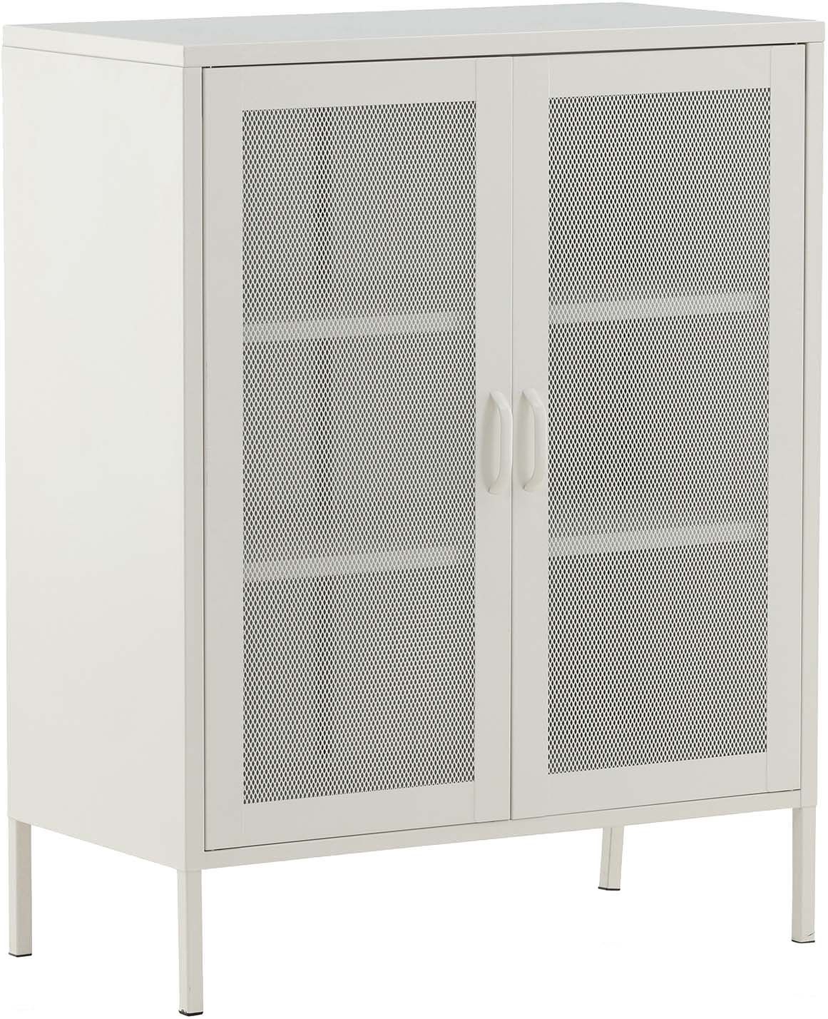 Buffet 2 Portes Grillagées En Acier Misha (blanc)