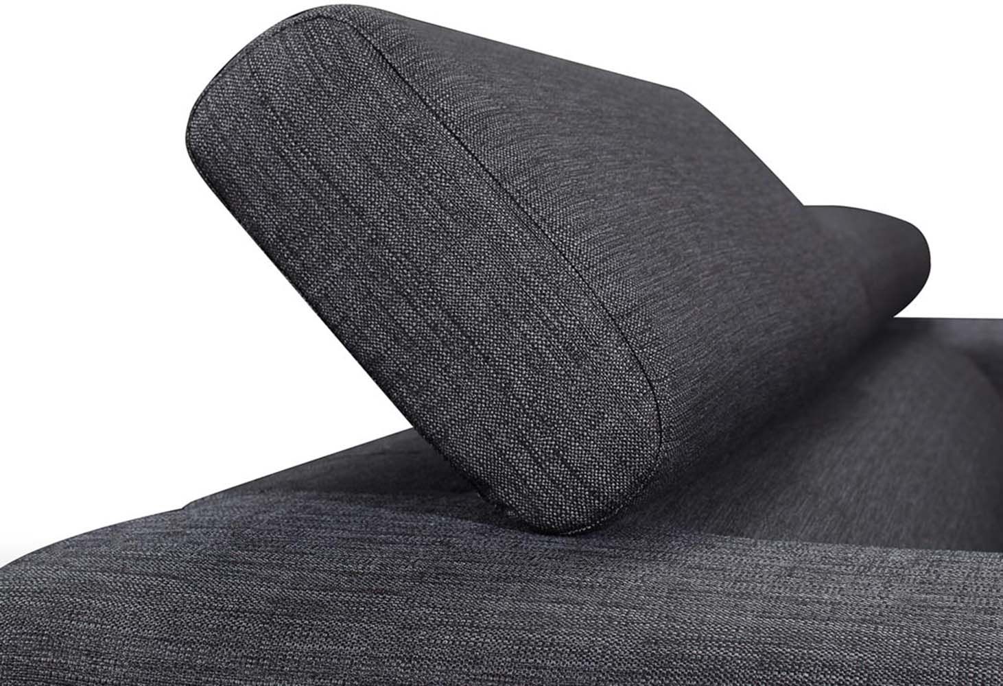 Canapé droit avec appuis-têtes en tissu (tissu gris chablis)