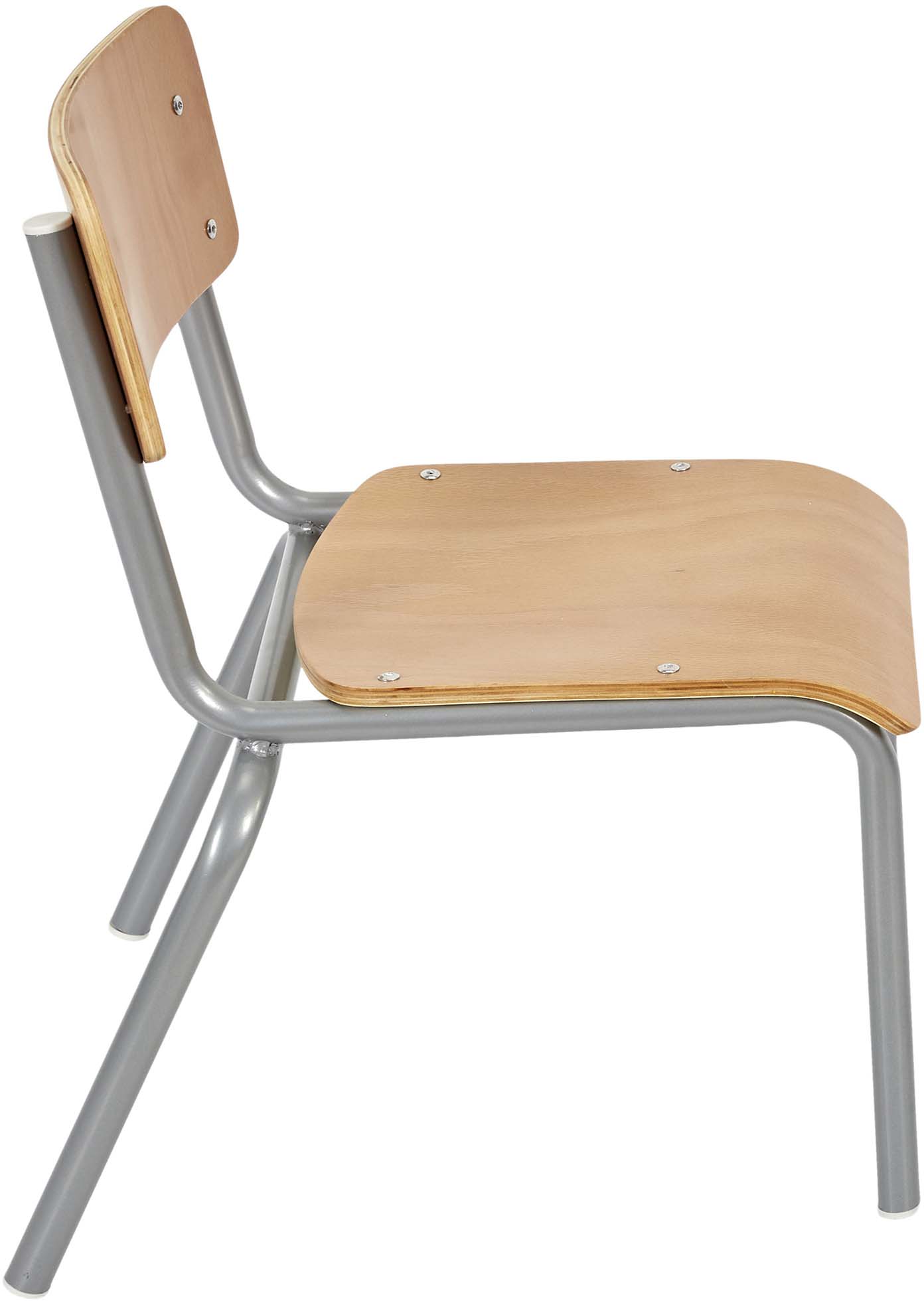 Chaise écolier pour enfant en bois et métal (gris)