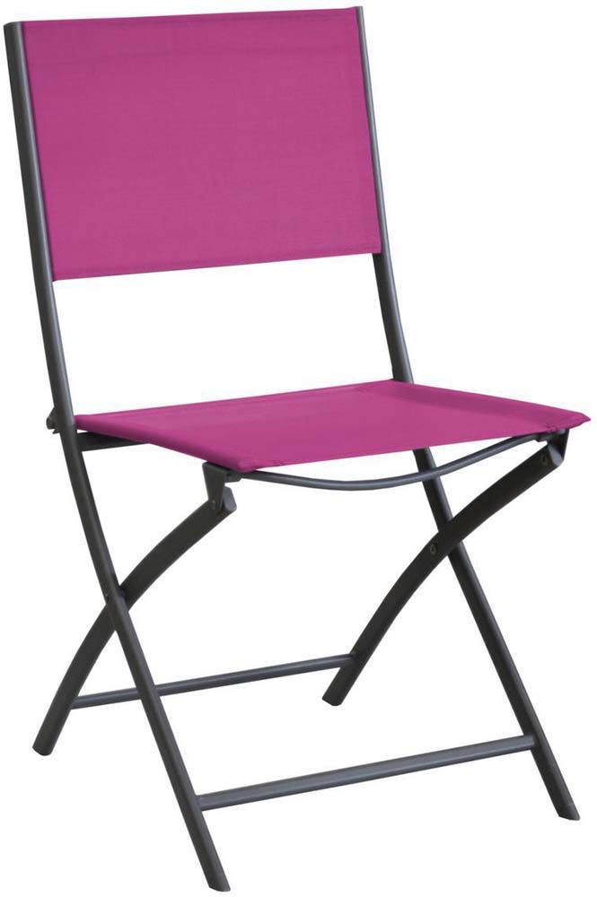 Chaise pliante en acier et toile dream (lot de 4) (gris, framboise)