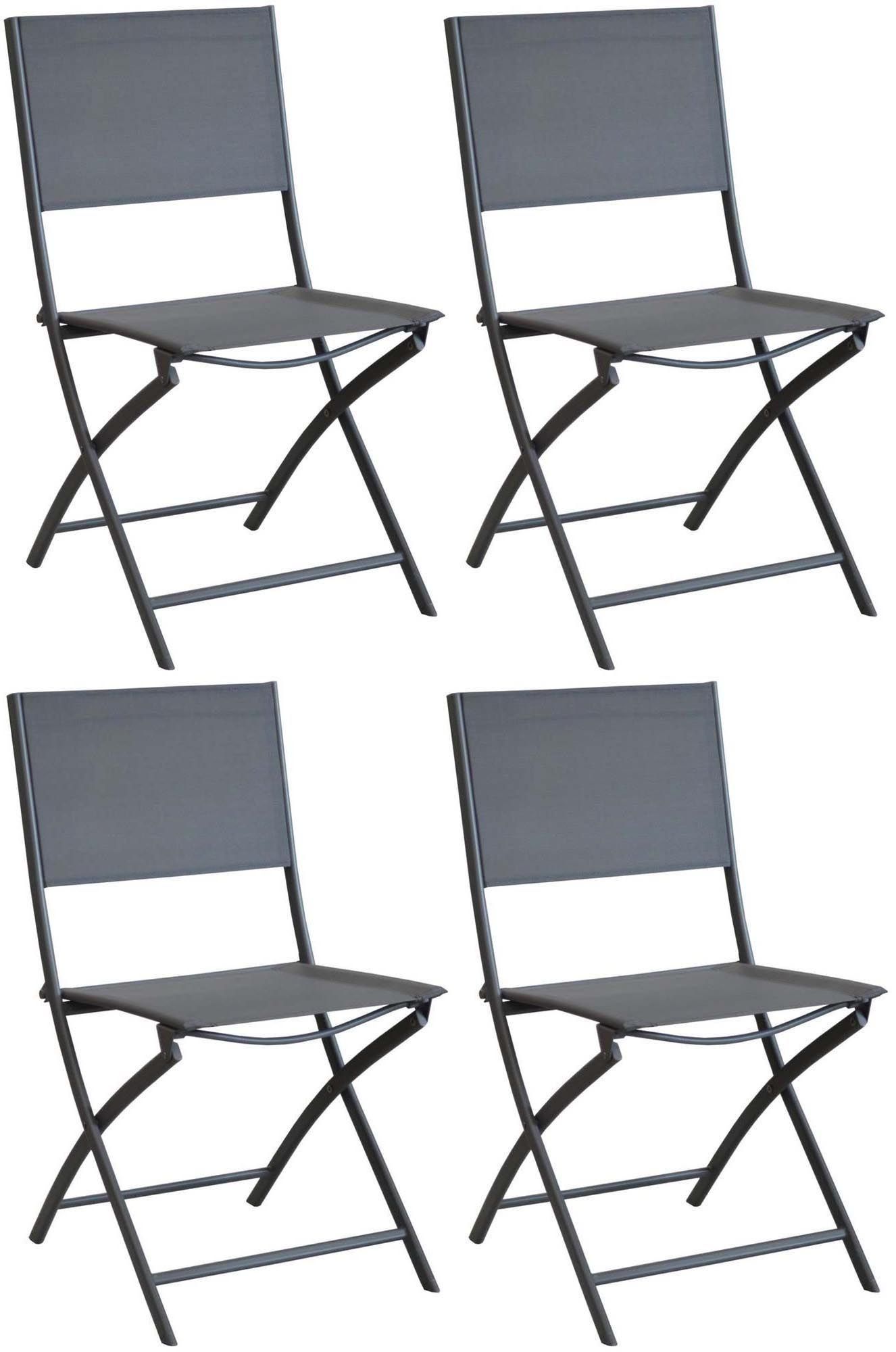 Chaise pliante en acier et toile dream (lot de 4) (gris)