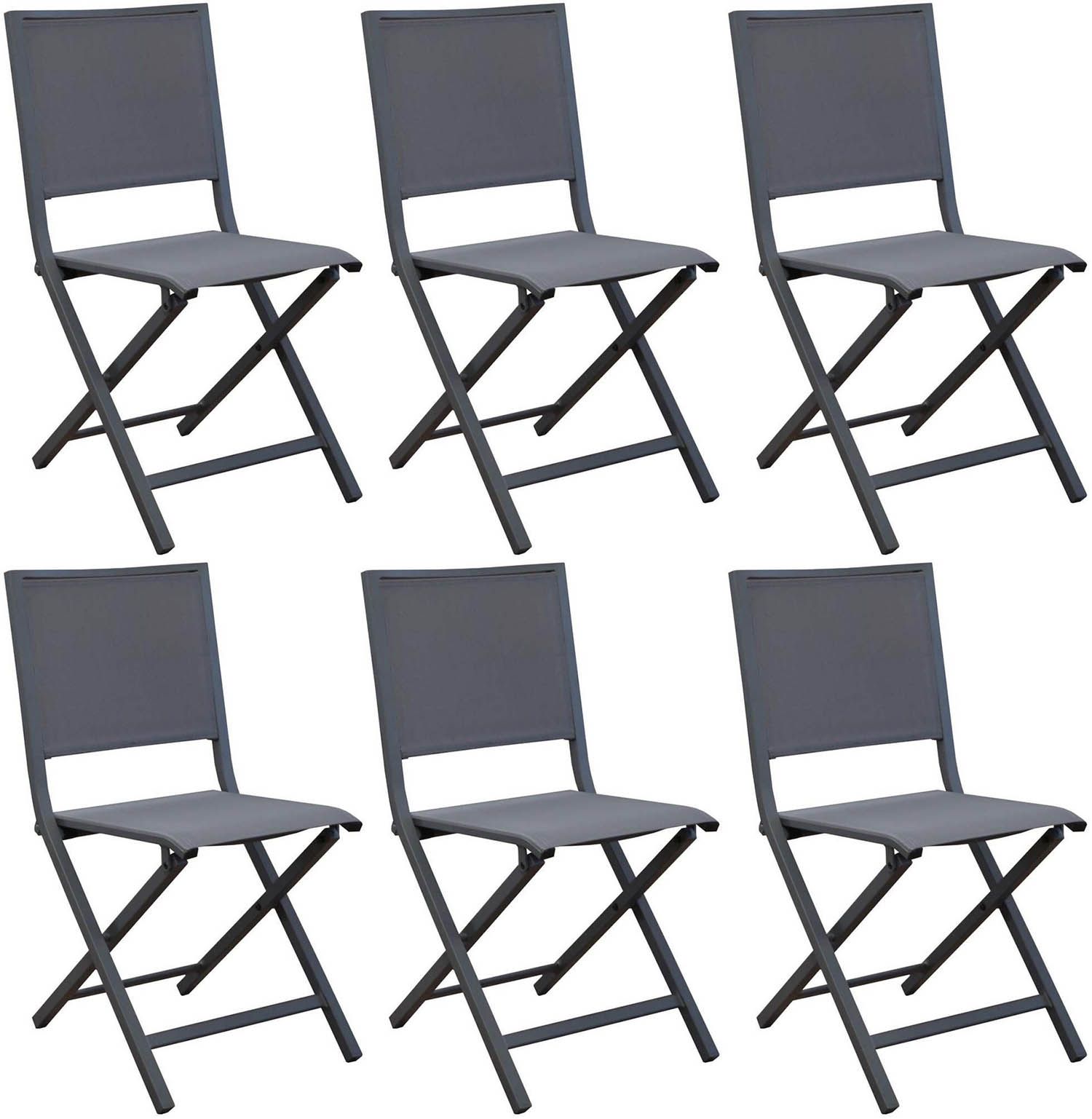 Chaise pliante en aluminium florence (lot de 6) (gris)