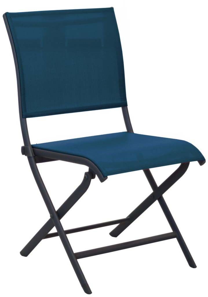 Chaises pliante jardin en aluminium elegance (lot de 2) (graphite et bleu)