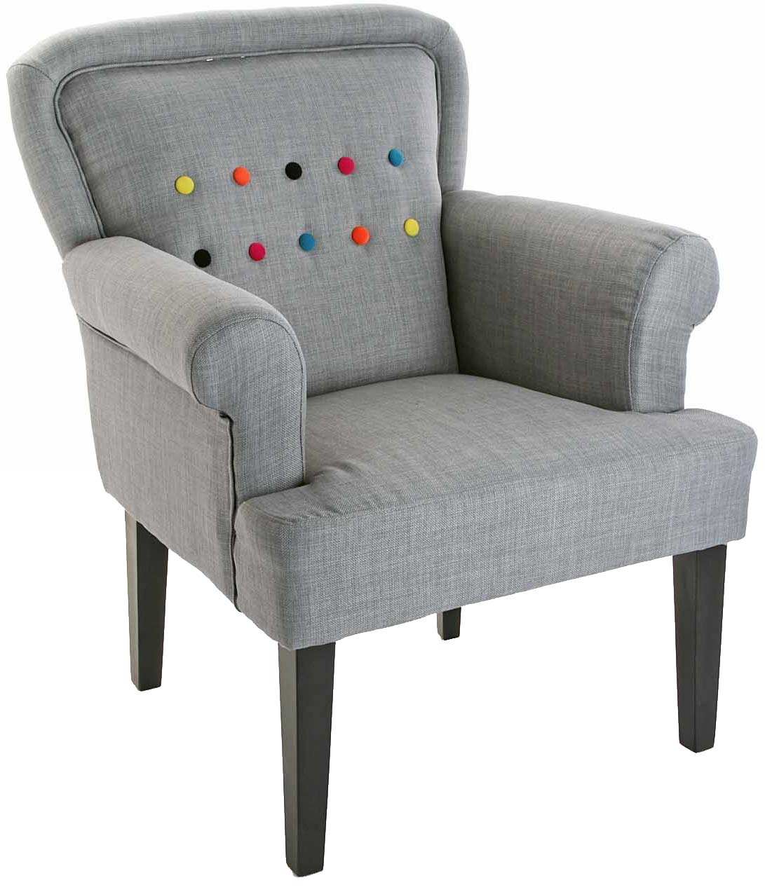 Fauteuil salon tendance en tissu gris buttons