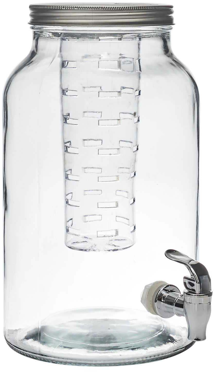 Bouteille en verre avec distributeur et infuseur blanc 3 litre