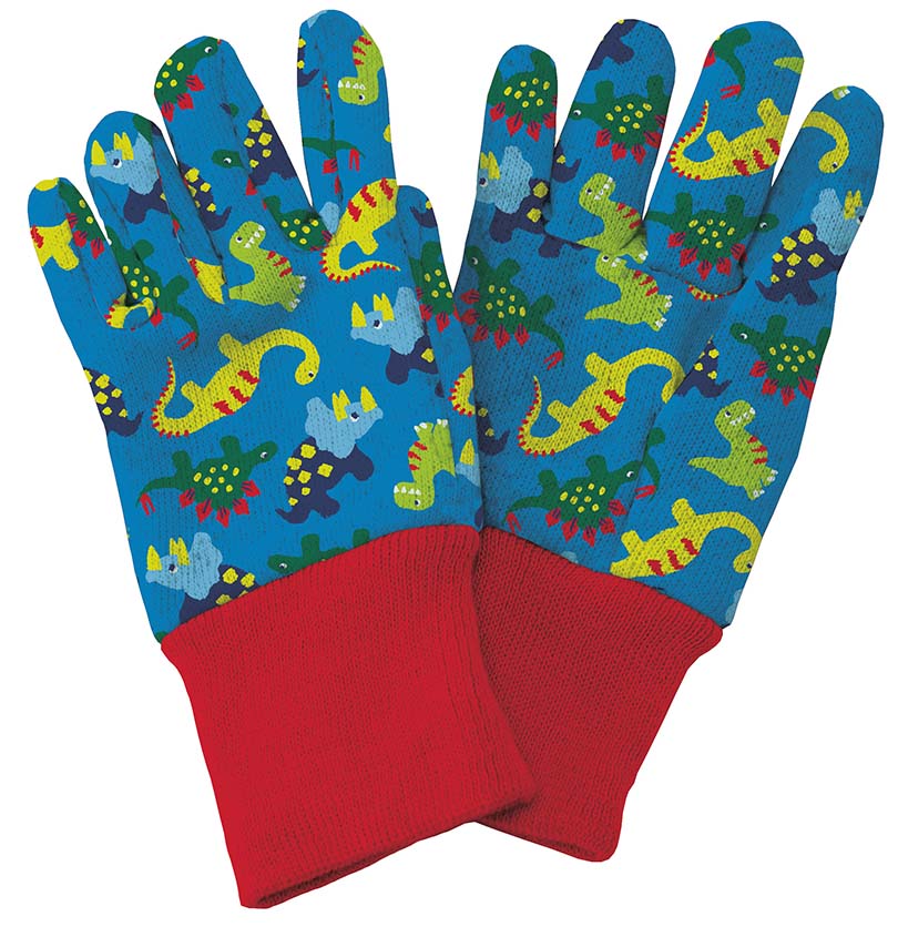 Gants de jardinage pour enfants dinosaures (bleu)