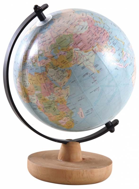 Petit globe décoratif en bois.