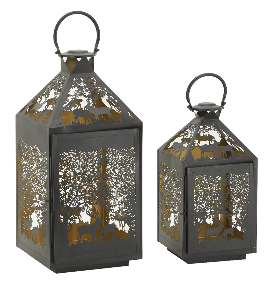 Lanternes décoratives noires Lanternes à bougies en acier
