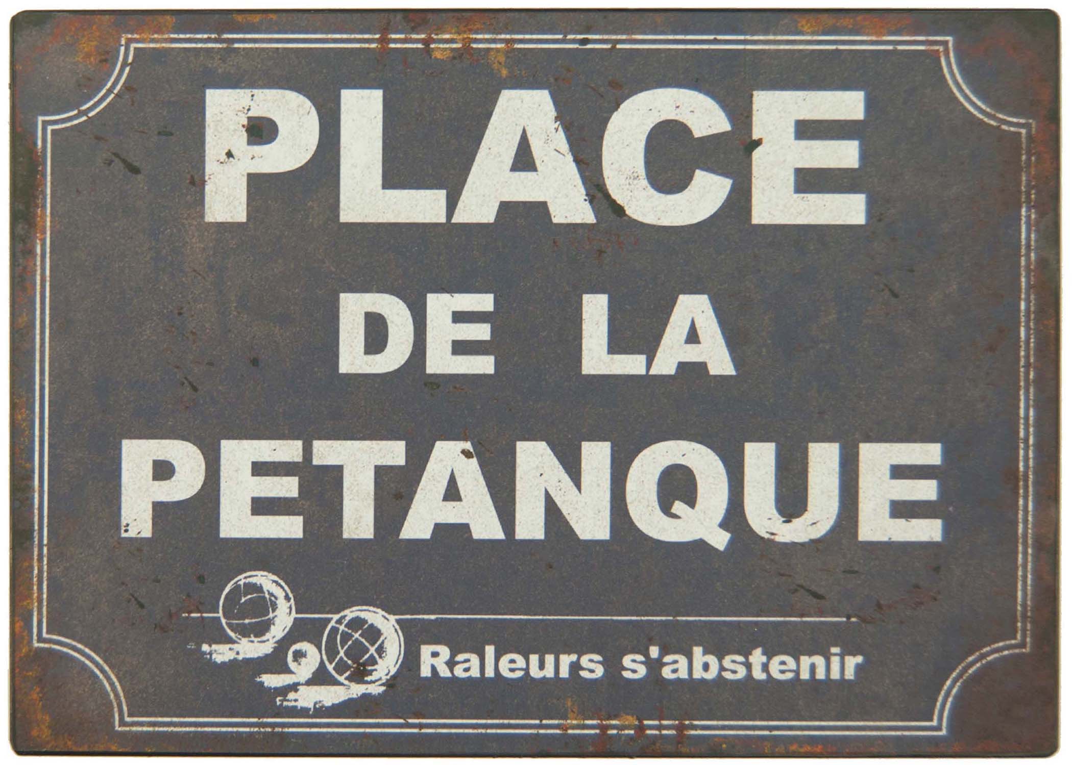 Plaque En Métal Humour 21 X 15 Cm Place De La Pétanque 