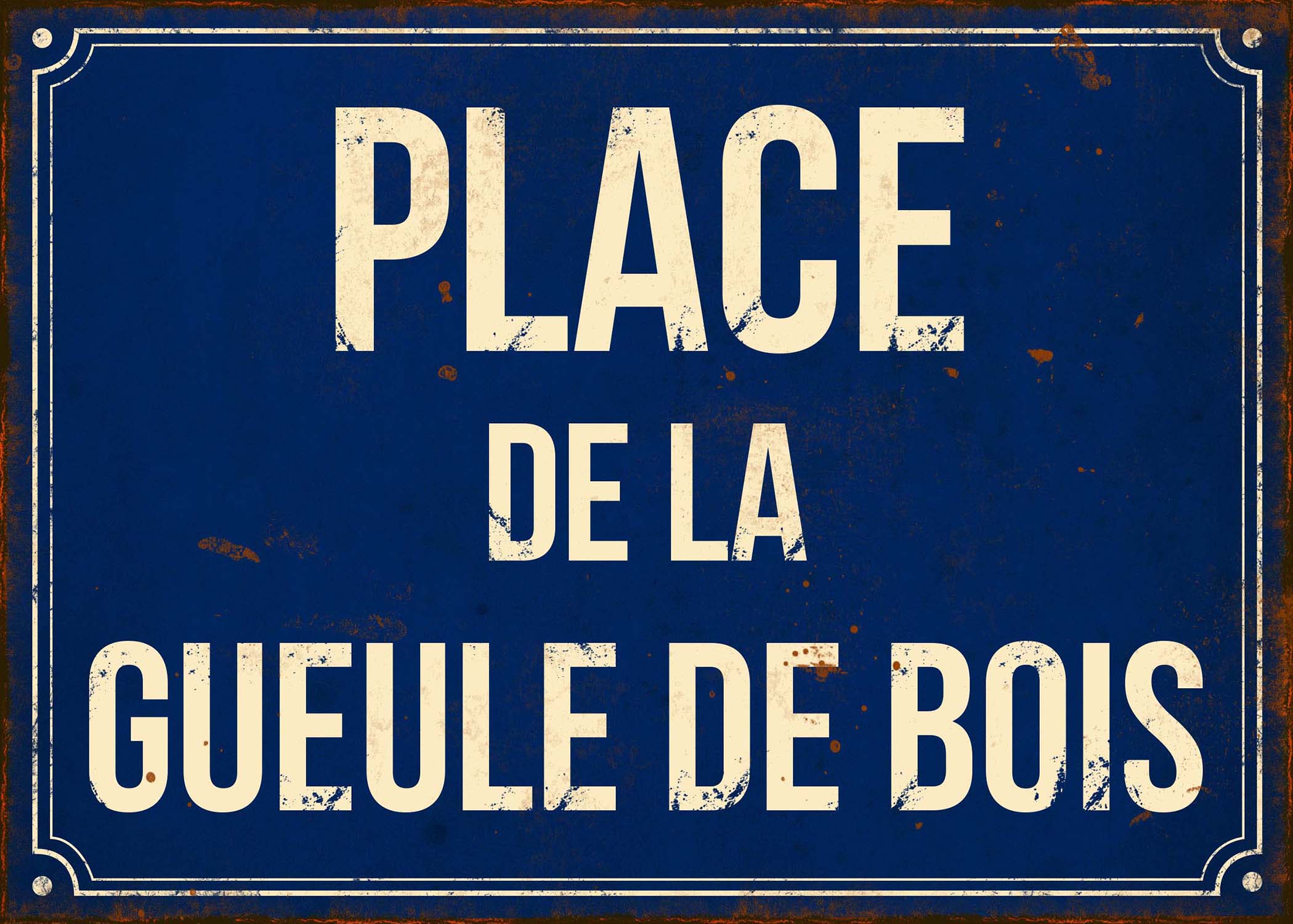 Plaque En Métal Humour 21 X 15 Cm Place De La Gueule De Bois 