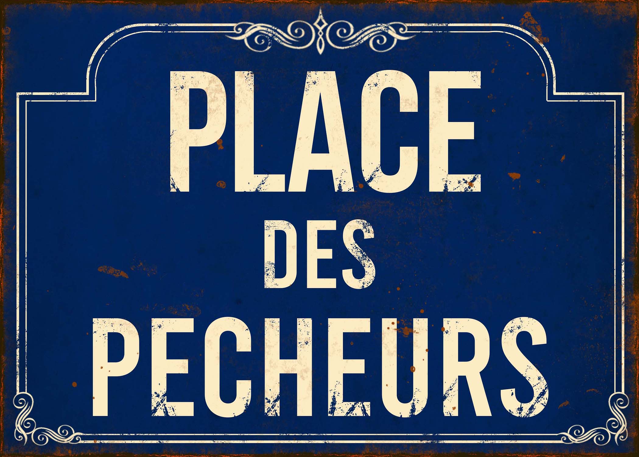 Plaque En Métal Humour 21 X 15 Cm Place Des Pecheurs 