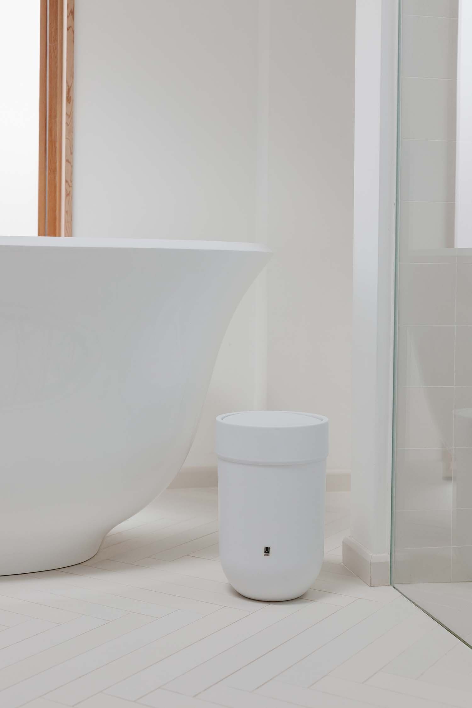 Poubelle touch pour salle de bain (blanc)