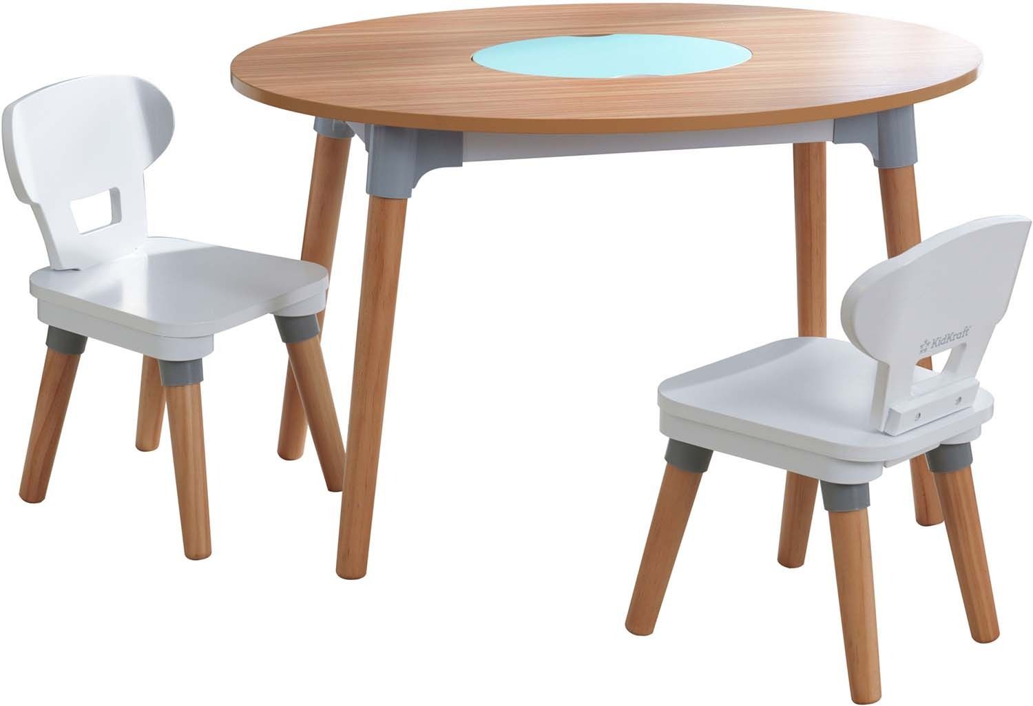 Table et 2 chaises enfant en bois mid century