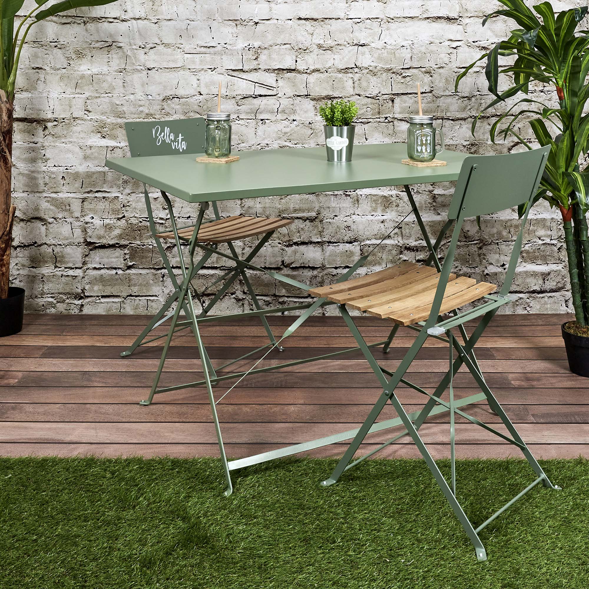 Table de jardin pliante palerme 110 x 70 cm (vert kaki)