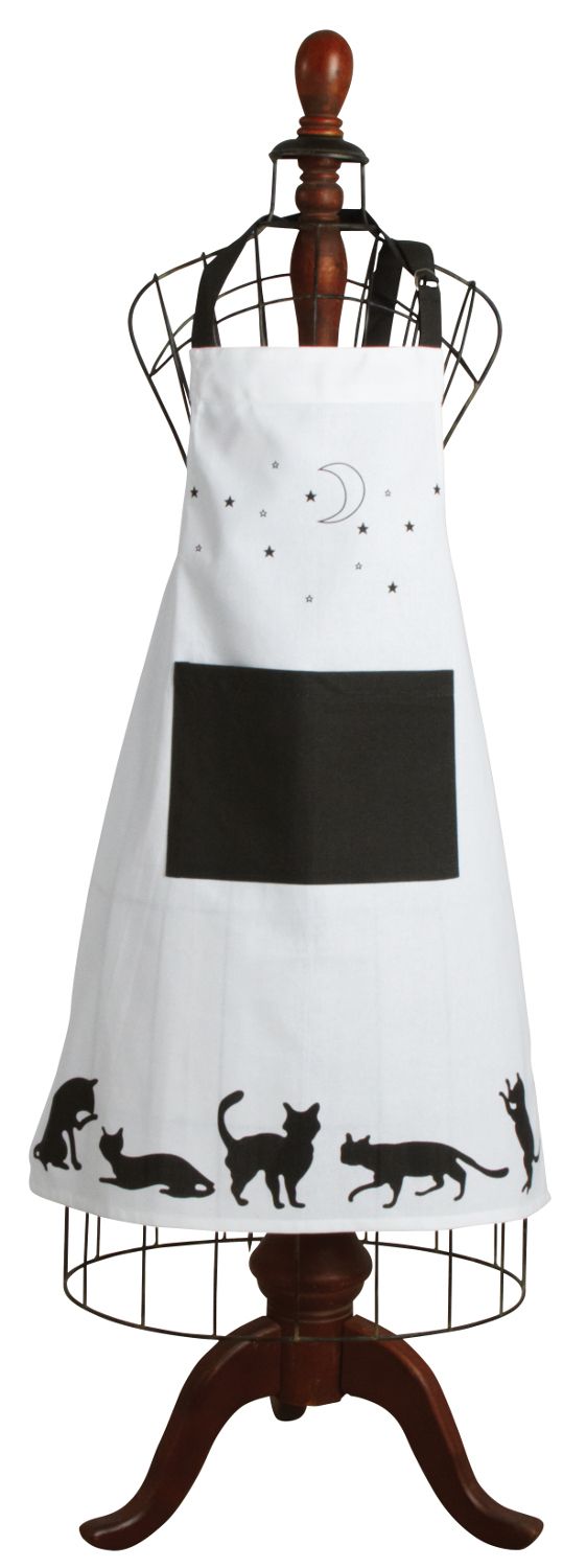 Tablier De Cuisine En Coton Chat Noir Et Blanc