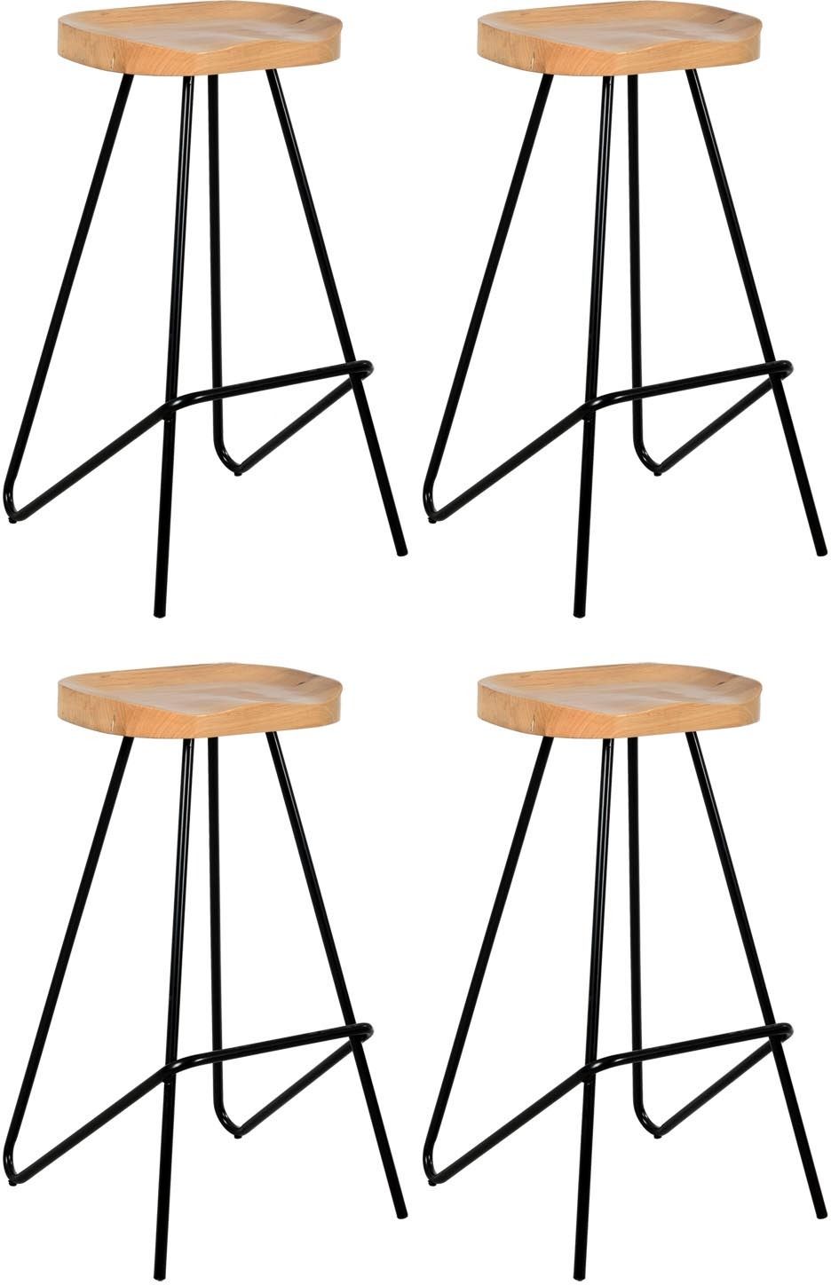 Tabouret de bar asymétrique en métal et bois d'orme huilé - AUBRY