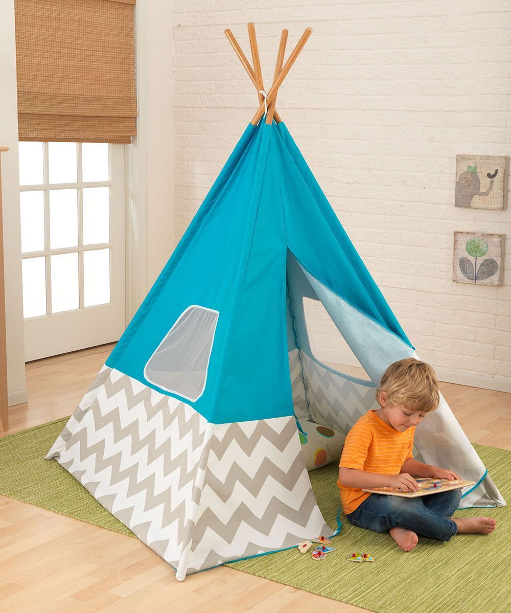  Tipi  enfant en toile et bambou  turquoise 