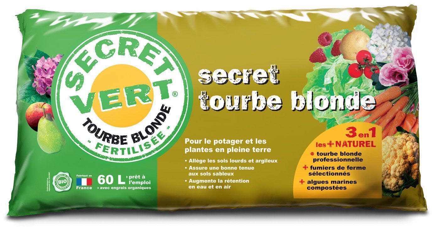 Tourbe Blonde 0/40 Mm Bio 70 L pour les plantes de Jardinerie Borde