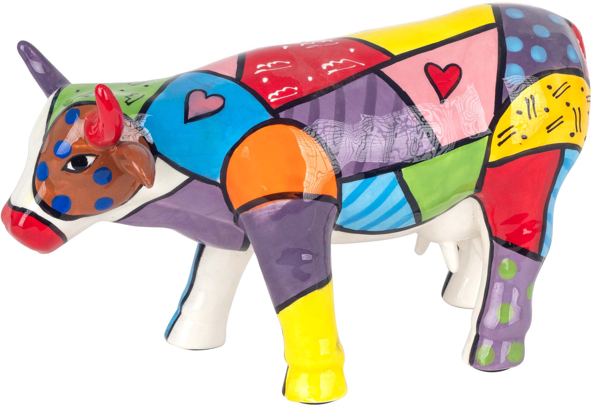 Tirelire en dolomite peinture multicolore Cochon