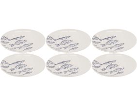 Vaisselle en porcelaine blanche Banc de Poissons (Assiette 19cm)