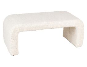 Banc blanc tissu bouclettes (L 95 cm)