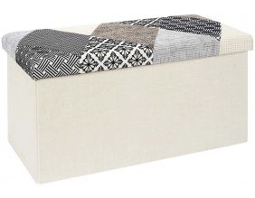 Banc coffre pliable Patchwork gris