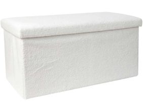 Banc coffre pliable en bouclette blanc