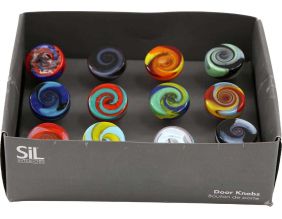 Bouton de porte coloré en verre (Lot de 12)