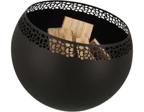 Brasero sphère design en métal (Noir - ajouré pois)