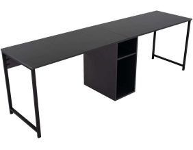 Bureau 2 places en aggloméré Twin (Anthracite, Noir)