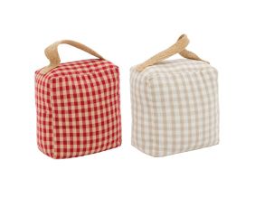 Cale-porte en coton vichy (Lot de 2 - modèles assortis)