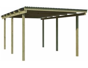 Carport en bois et panneaux ondulés 3x5 m Budget