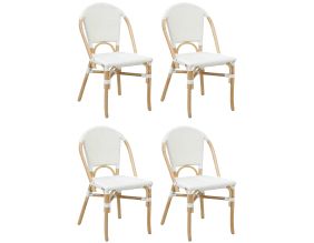 Chaise d'extérieur en rotin et résine (Lot de 4) (Blanc)