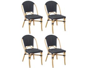 Chaise d'extérieur en rotin et résine (Lot de 4) (Noir)