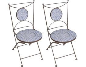 Chaise jardin fer forgé céramique (Lot de 2)