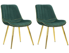 Chaise en métal et tissu Paris (Lot de 2) (Vert et doré)