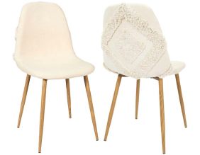 Chaise pieds imitation bois assise en tissu Faro (Lot de 2)