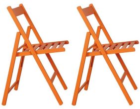 Chaise pliante en bois (Lot de 2) (Orange)