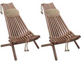 Chilienne en bois EcoChair avec coussin (Lot de 2)