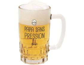 Chope à bière en verre Humour 440 ml (Papa sans pression)