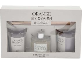 Coffret 2 bougies parfumée et diffuseur 50ml (Senteur Fleur d'oranger)