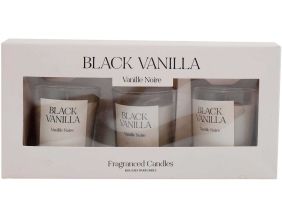 Coffret de 3 bougies avec pots en verre Fragrance (Senteur vanille)