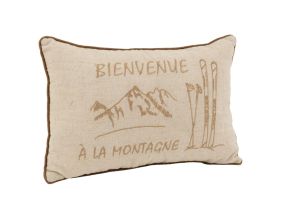 Coussin en lin et coton Bienvenue à la Montagne