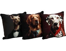 Coussin en polyester imprimé animaux 45 x 45 cm (Lot de 3) (Imprimé chiens)