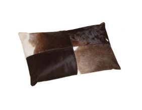 Coussin en peau de vache véritable modèle aléatoire (Marron et blanc 50x30)