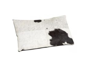 Coussin en peau de vache véritable modèle aléatoire (Noir et blanc 50x30)