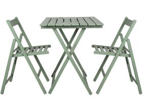 Ensemble table 60 x 80 cm et 2 chaises pliantes en bois (Vert)