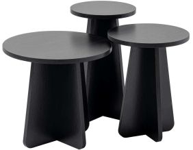 Ensemble de 3 tables gigognes en aggloméré Lume (Noir)