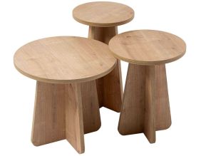 Ensemble de 3 tables gigognes en aggloméré Lume (Beige)