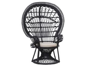 Fauteuil Emmanuelle en rotin Paon (Noir et blanc)